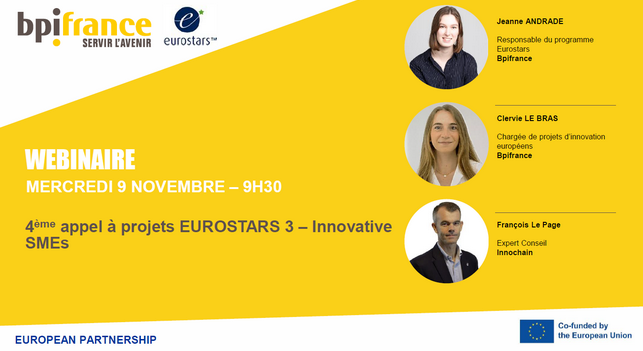 Webinaire BPI France – 4ème appel à projets EUROSTARS 3 : Innovative SMEs