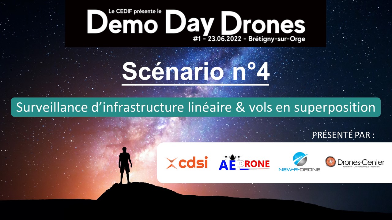 Demo Day Drones, « Surveillance d’infrastructure linéaire et vols en superposition », proposé par AEPDRONE, CDSI, New-R-Drone et Drones-Center